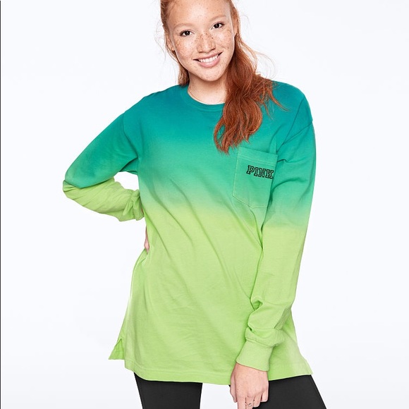 ❗️LAST💕VS PINK BLUE GREEN OMBRÉ EMOJI CAMPUS TEE - Picture 2 of 6